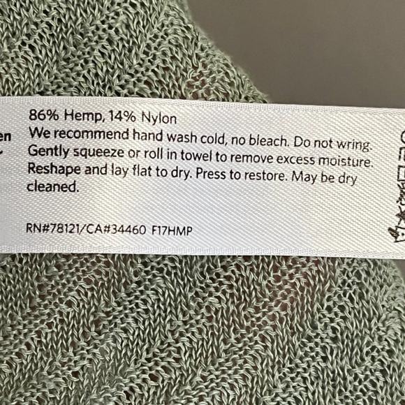 EILEEN FISHER Hemp Blend Textured Knit Long Open Cardigan in Sage Green SZ XS - Picture 9 of 10